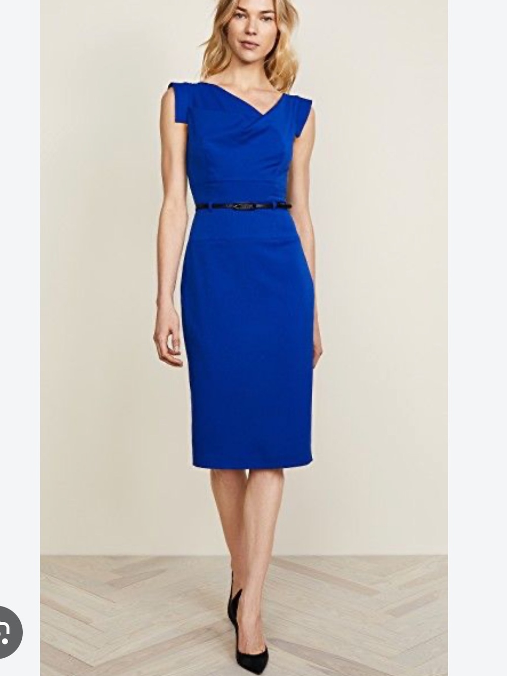 BLACK HALO NWT ICONIC Cobalt Blue Jackie O Belted Sheath Dress 6 Gabardine